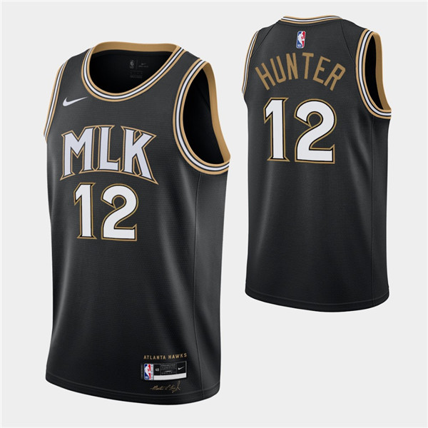 Men's Atlanta Hawks #12 De'andre Hunter 2020-21 Black City Edition Stitched Jersey